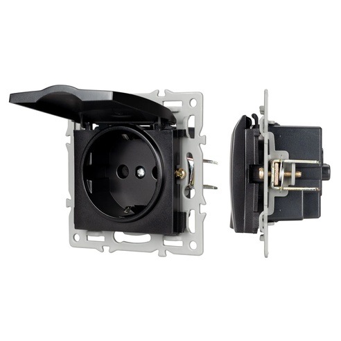 Механизм розетки влагозащищённый SCT-MCP-PL-BK (250V, 16A) (Arlight, -)