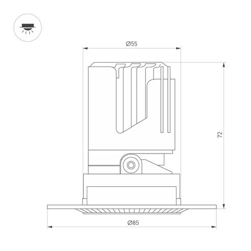 Светильник MS-ARADO-TRIMLESS-R55-7W Warm3000 (WH-WH, 55 deg, 230V) (Arlight, IP20 Металл, 5 лет)