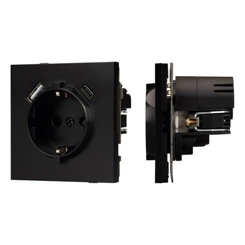 Механизм розетки с USB зарядкой SCT-TENDO-MUAC-PL-BK (230V, 16A) (Arlight, -)