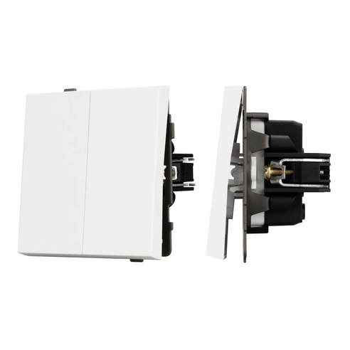 Механизм выключателя двухклавишный непроходной SWT-TENDO-MK02-SFPL-WH (230V, 10A) (Arlight, -)