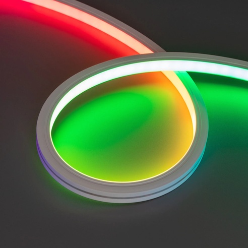 Лента светодиодная герметичная SPI MOONLIGHT-TOP-B84-13x12mm 24V RGB-PX7 (18 W/m, IP67, 5m, wire x2) (Arlight, Силикон)