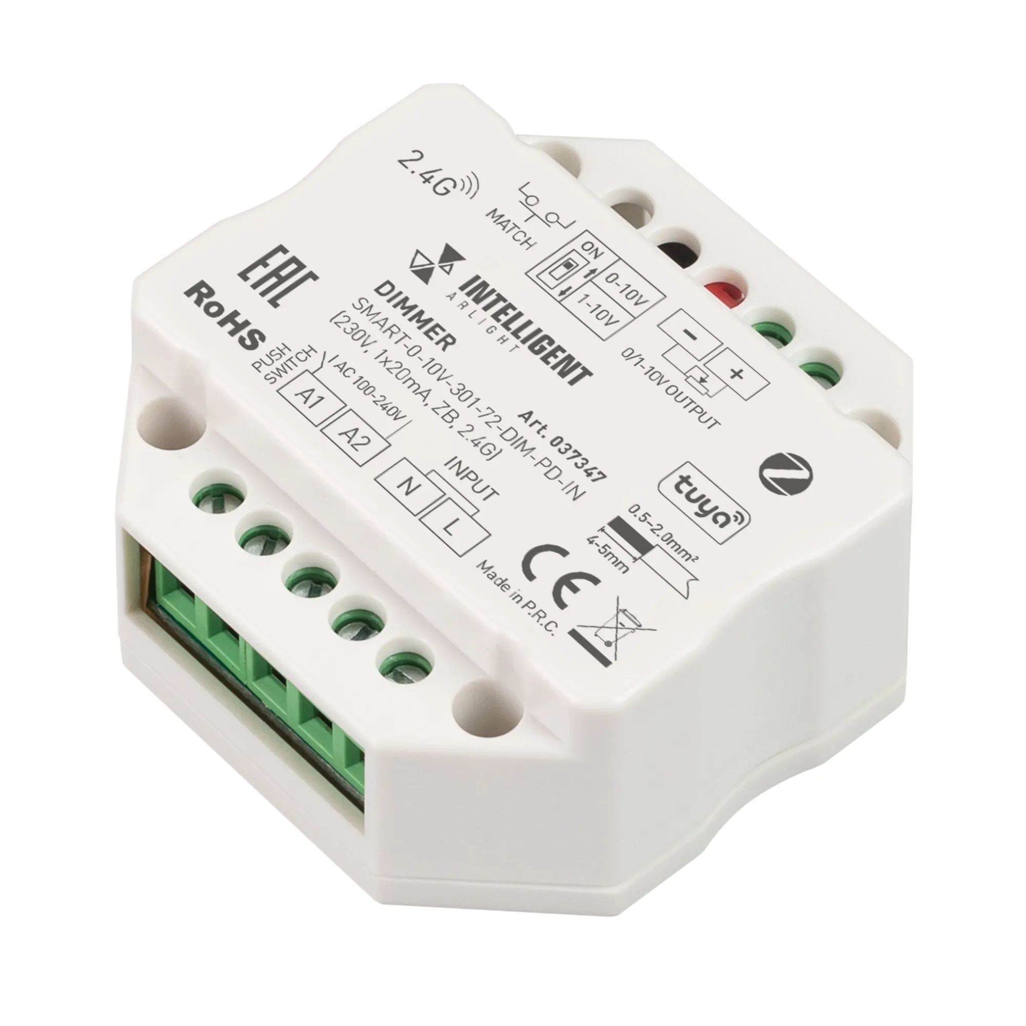 INTELLIGENT ARLIGHT Диммер SMART-0-10V-301-72-DIM-PD-IN (230V, 1x20mA, ZB, 2.4G) (IARL, IP20 Пластик, 5 лет) - изображение товара