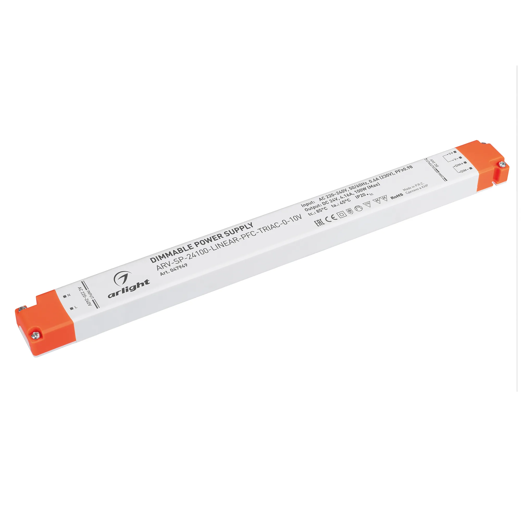 Блок питания ARV-SP-24100-LINEAR-PFC-TRIAC-0-10V (24V, 4.16A, 100W) (Arlight, IP20 Пластик, 5 лет) - изображение товара