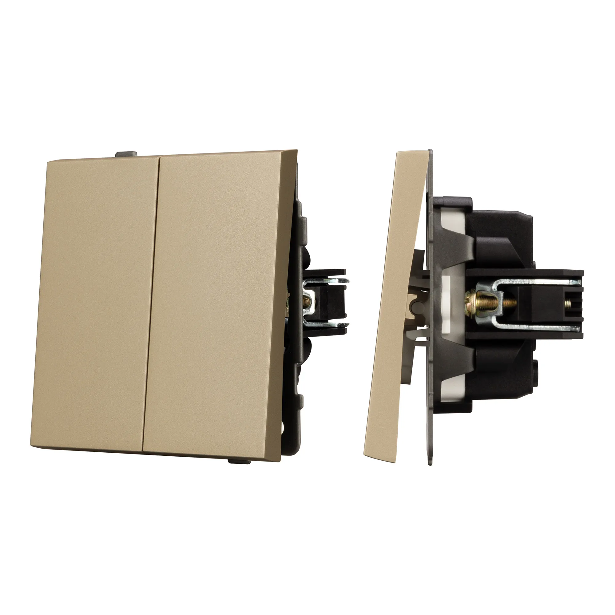 Механизм выключателя двухклавишный непроходной SWT-TENDO-MK02-SFPL-GD (230V, 10A) (Arlight, -)