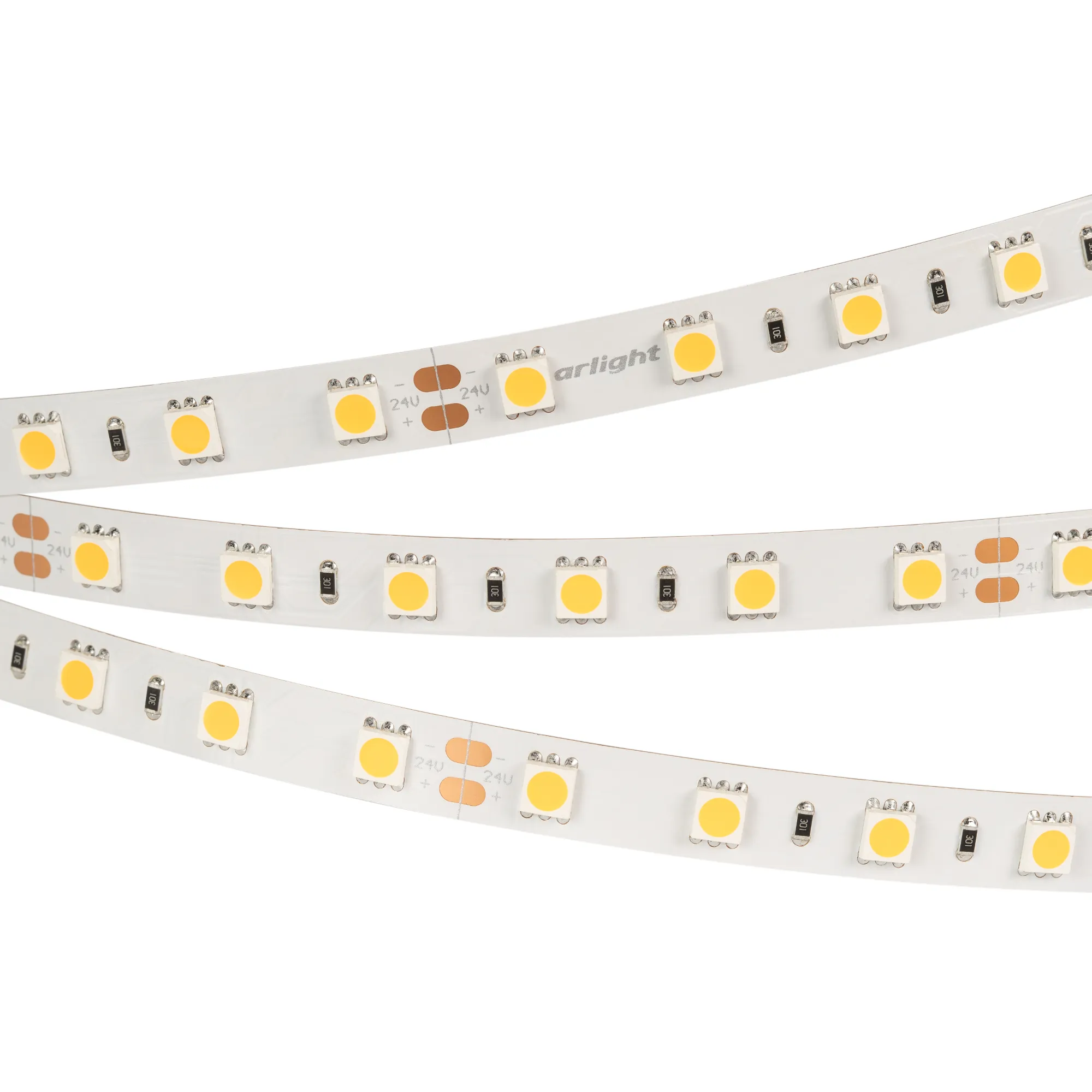 Лента светодиодная RT 2-5000 24V White6000 2x (5060, 300 LED, LUX) (Arlight, 14.4 Вт/м, IP20) - изображение товара