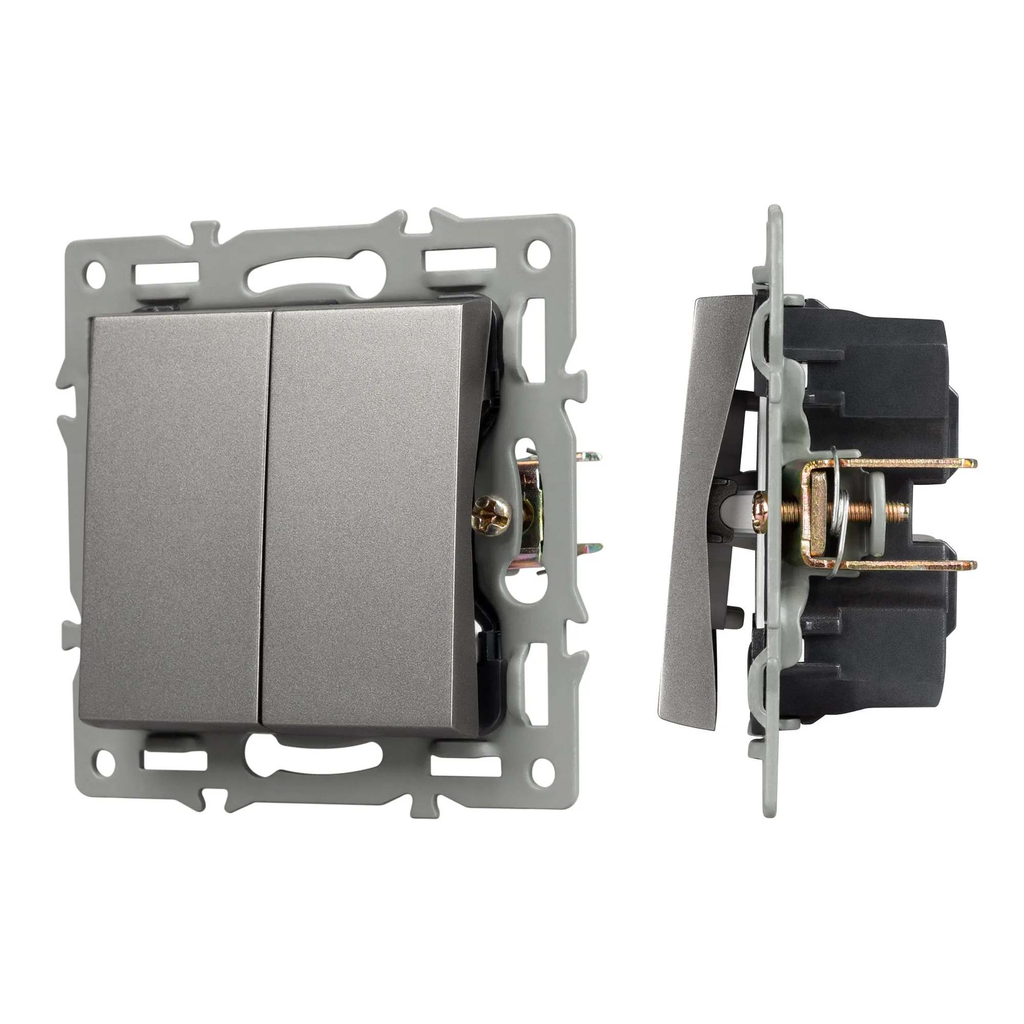 Механизм выключателя двухклавишный проходной SWT-MKP2-PL-GR (250V, 16A) (Arlight, -)